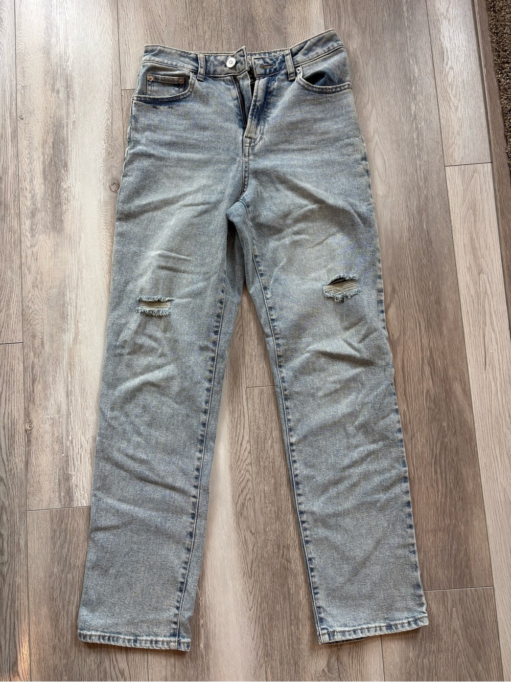 Rewash Light Blue Distressed Straight-Leg Jeans